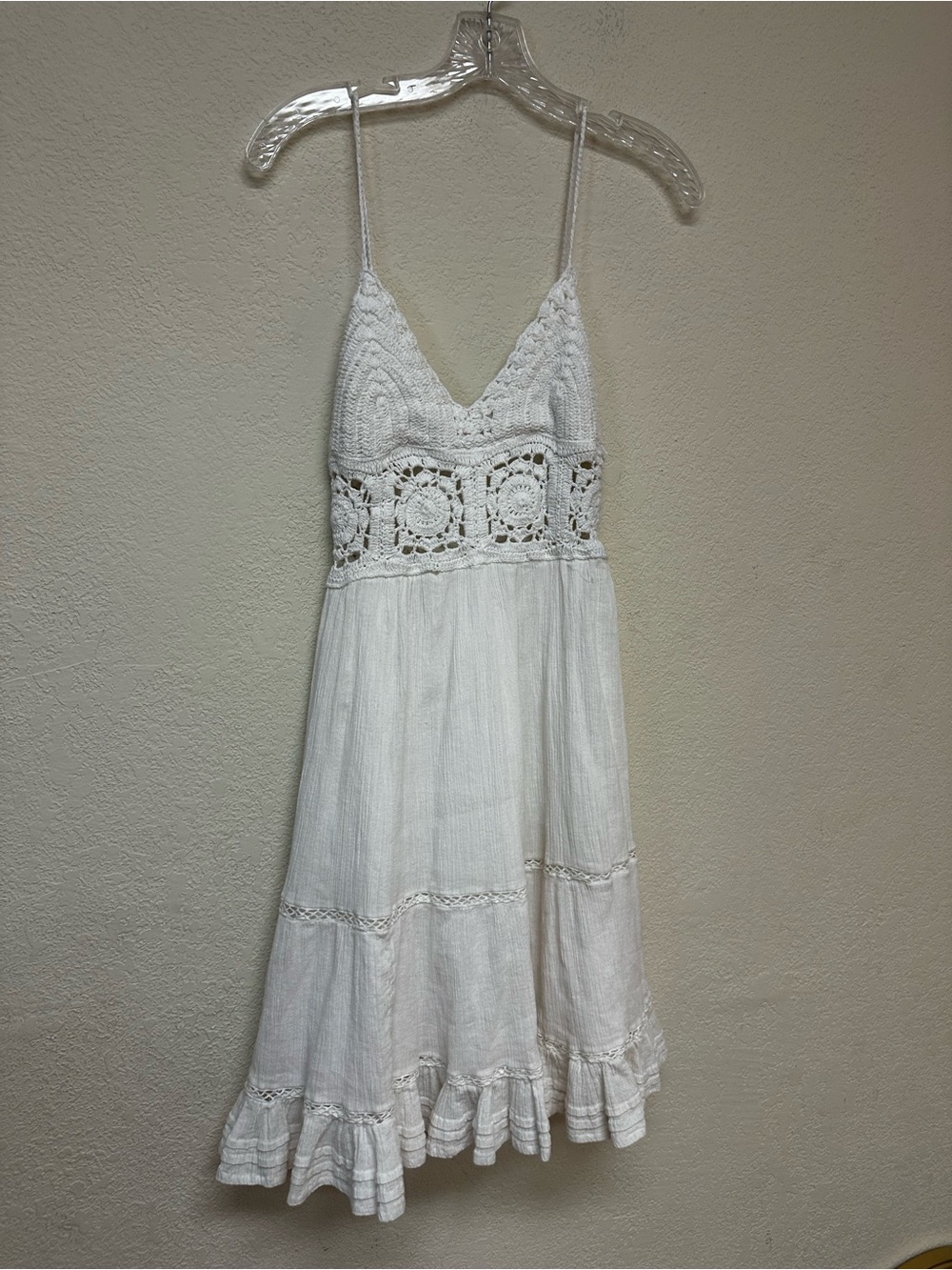 Lucky Brand womans White Crochet Bodice Mini Dress size S - Picture 3 of 4